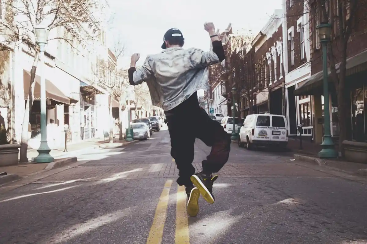 Street dancer performing in an urban setting